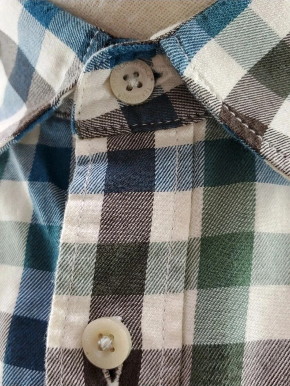 The North Face Mens L Green Blue Brown Checkered Long Sleeve Button Up Shirt